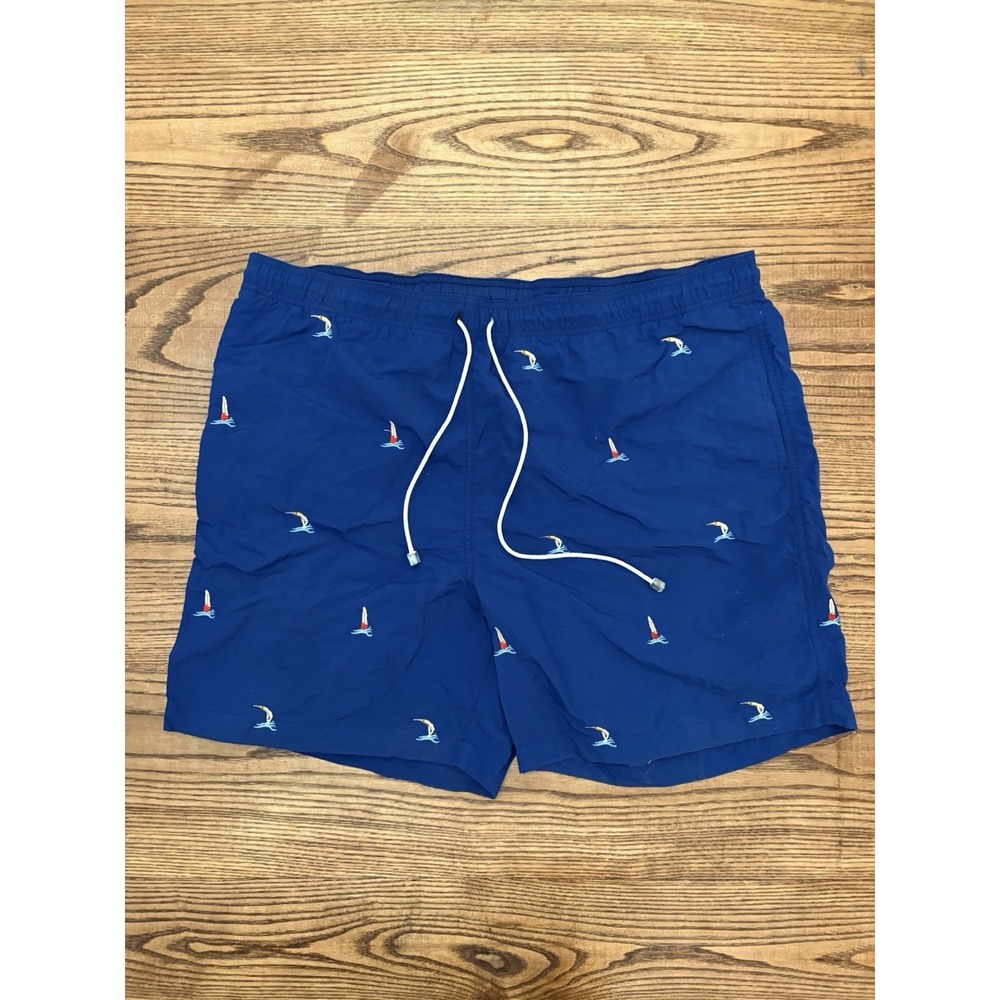 J. McLaughlin Men's XL Diver Print Mesh Lined Swim Trunks 7" Inseam EUC